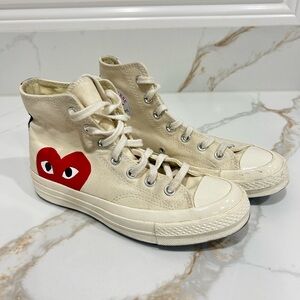 Converse Play Cream High-Tops with Red Heart